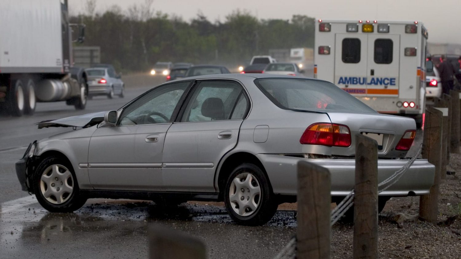 HIT AND RUN Car Accident On Highway Shoulder