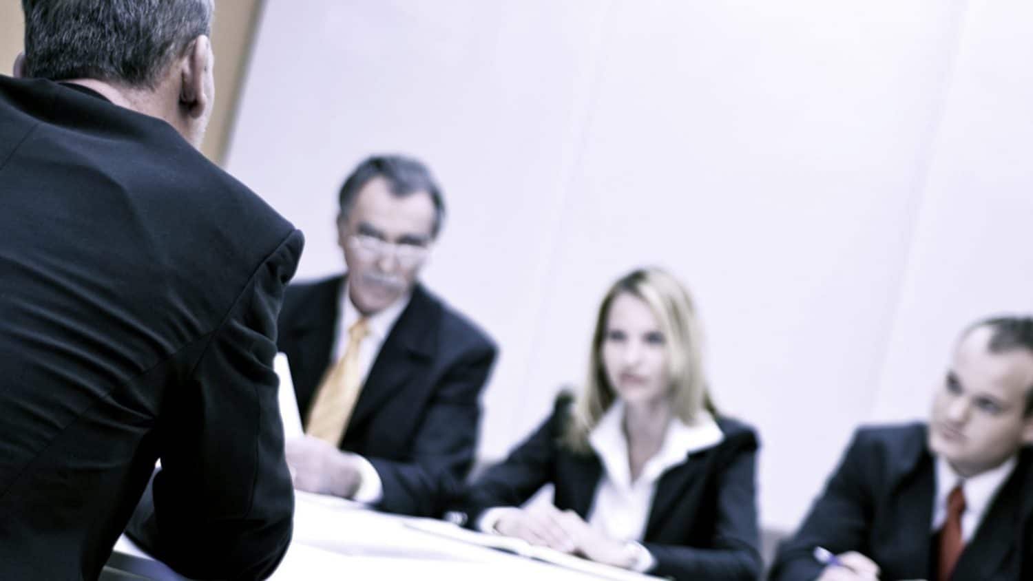 Several Lawyers Meeting Together Privately Stock Photo